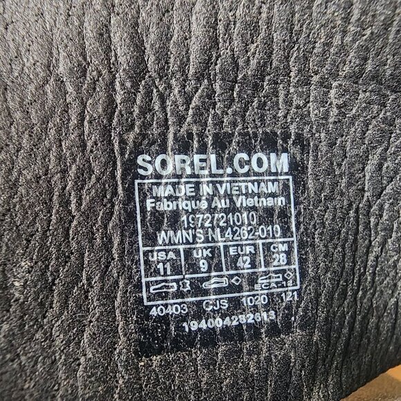 Sorel Ella II Flat Leather Slip-On Black Slide Sandals Womens Size 11 - Picture 10 of 11